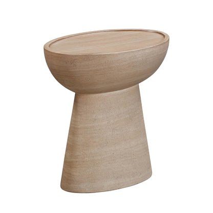 Eclipse Textured Faux Travertine Indoor/Outdoor Side Table - Default Title - Image 2