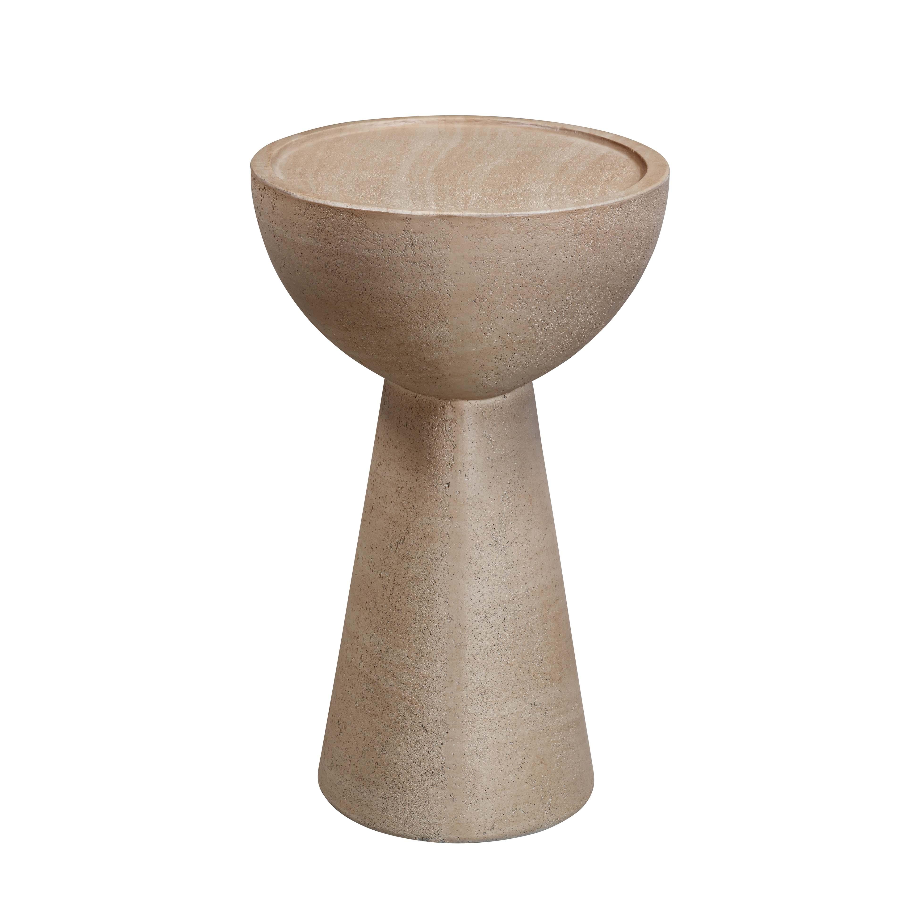 Eclipse Textured Faux Travertine Indoor/Outdoor Side Table | TOV