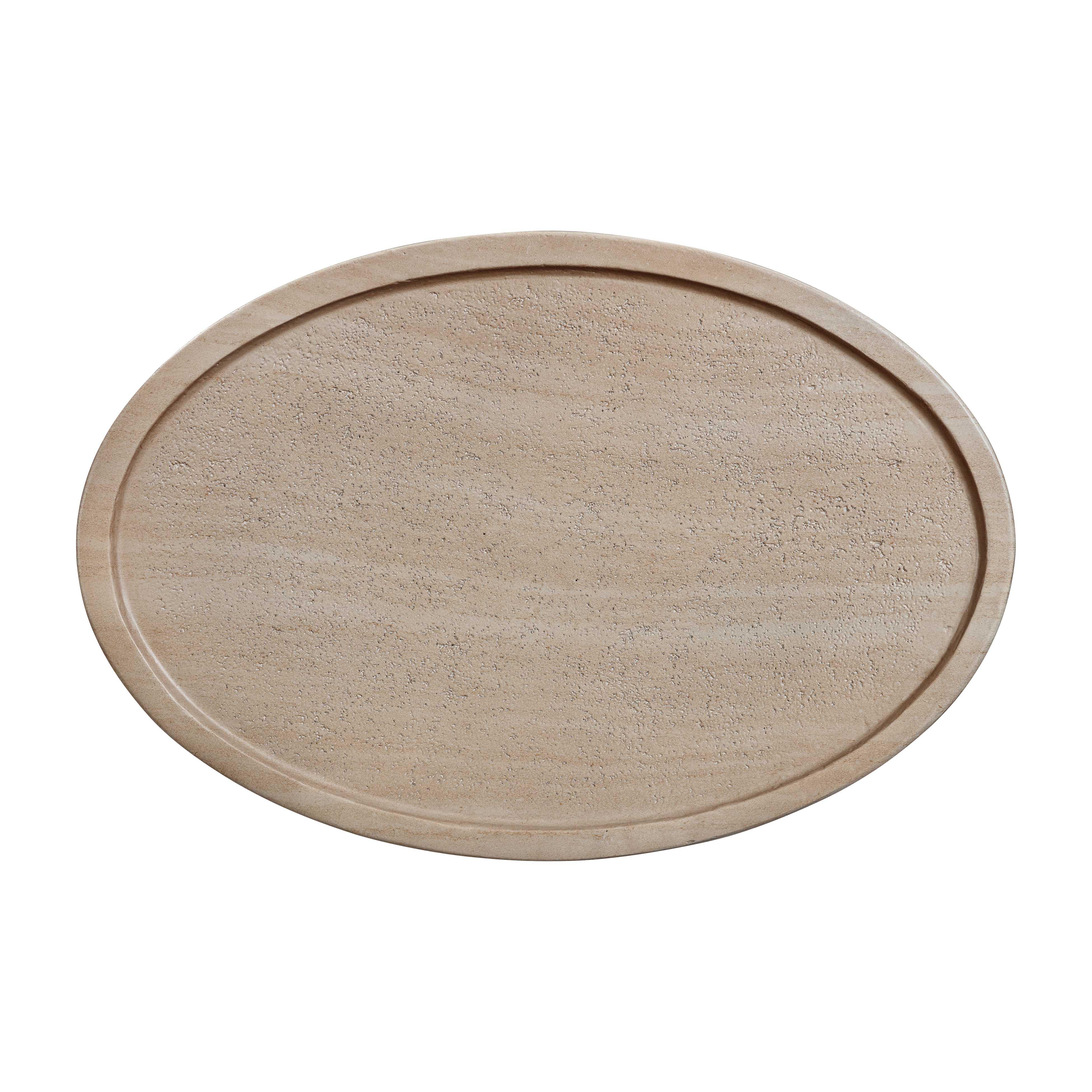 Eclipse Textured Faux Travertine Indoor/Outdoor Side Table | TOV