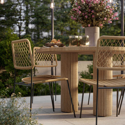 Patti 55" Textured Faux Travertine Indoor / Outdoor Round Dining Table - Default Title - Image 1