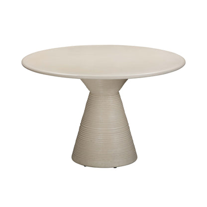 Fern 47" Beige Textured Faux Plaster Concrete Indoor / Outdoor Round Dining Table - Default Title - Image 2
