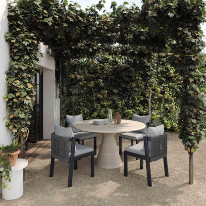 Fern 47" Beige Textured Faux Plaster Concrete Indoor / Outdoor Round Dining Table - Default Title - Image 1