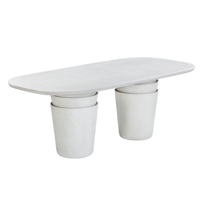 Margot 83" Light Grey Faux Plaster Indoor/Outdoor Concrete Oval Dining Table - Default Title - Image 2