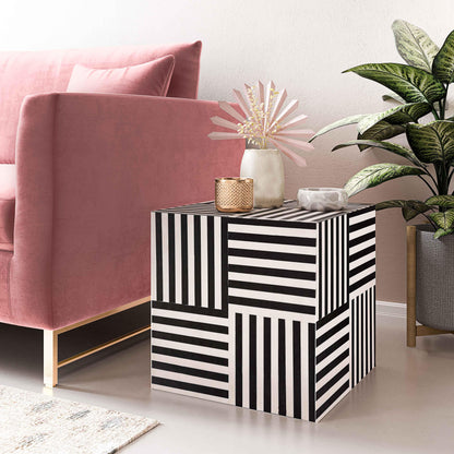Cube Black and White Side Table - Default Title - Image 1