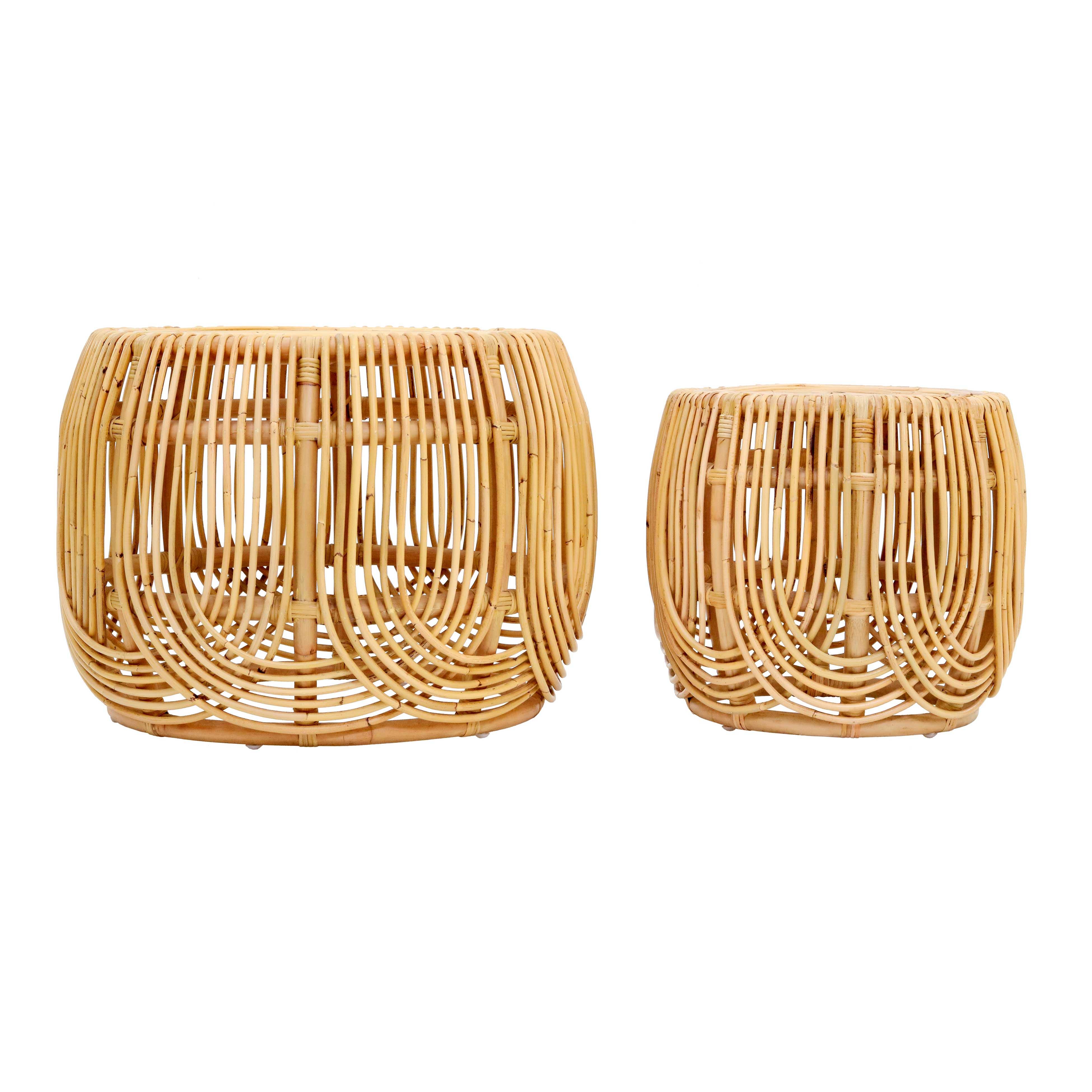 大小2つセット dareels TWO NEST TABLE re:ceno Azrina 2-Piece Rattan Nesting Table Set – TOV Furniture