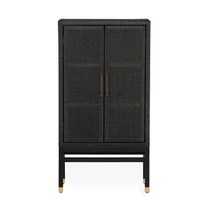 Amara Woven Rattan Cabinet - Charcoal - Image 1
