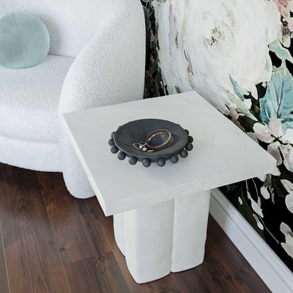 Kayla Faux Plaster Indoor / Outdoor Square Side Table - White - Image 1