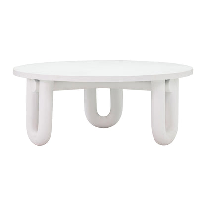 Tildy 39" White Concrete Indoor / Outdoor Round Coffee Table - Default Title - Image 2