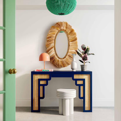 Suzie 45" Rattan Console Table - Navy - Image 1