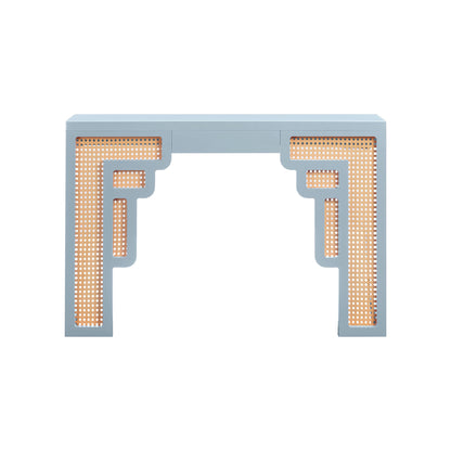 Suzie 45" Rattan Console Table - Blue - Image 1