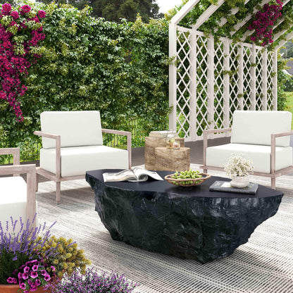 Crag 56" Concrete Indoor / Outdoor Coffee Table - Black - Image 1