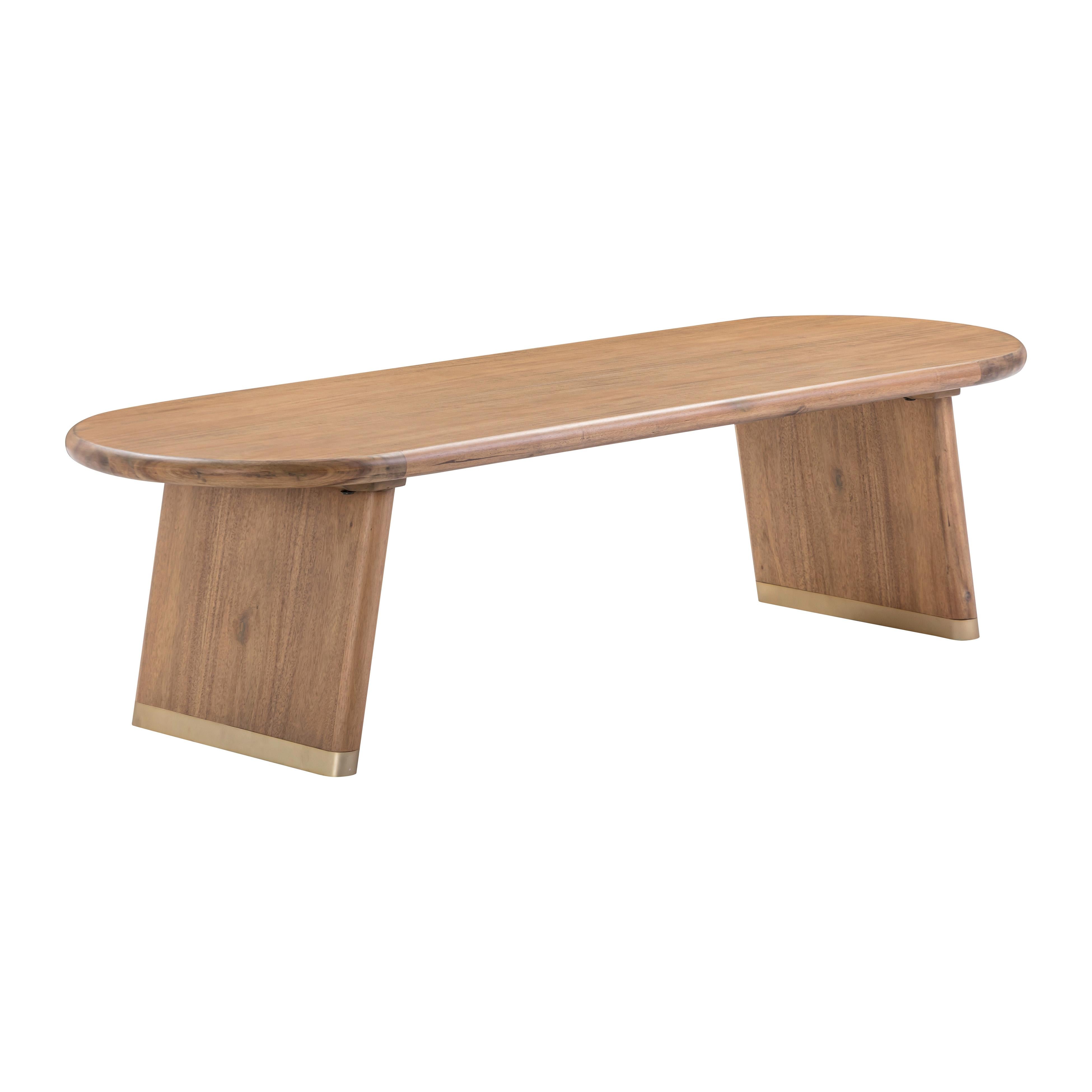 Samantha Cognac Acacia Bench with Boucle Seat TOV Furniture