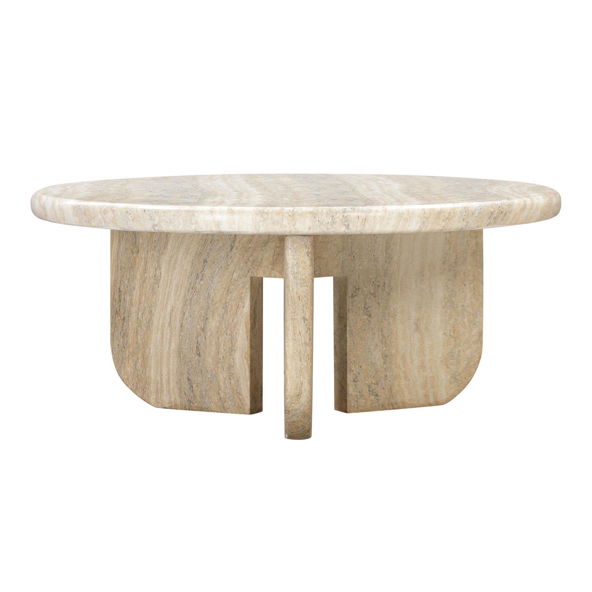 Patrizia Faux Travertine Concrete Indoor   Outdoor Round Coffee Table 