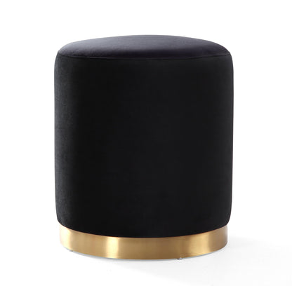 Opal Performance Velvet Ottoman - Black - Image 1