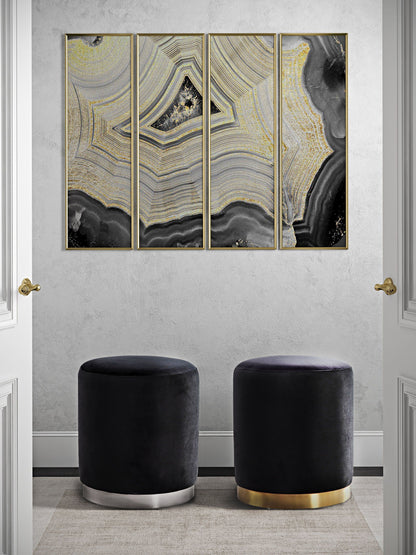 Opal Performance Velvet Ottoman - Black - Image 1