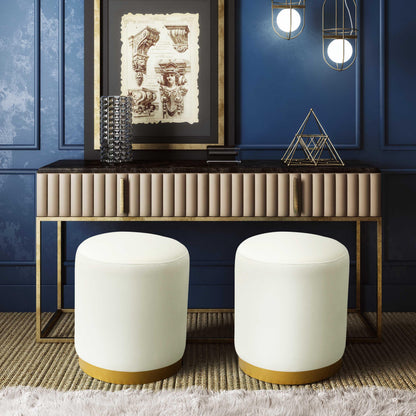 Opal Performance Velvet Ottoman - Cream - Image 1