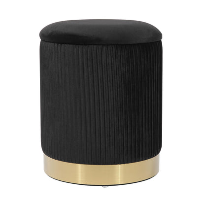 Zoe Performance Velvet Storage Ottoman - Black - Image 1
