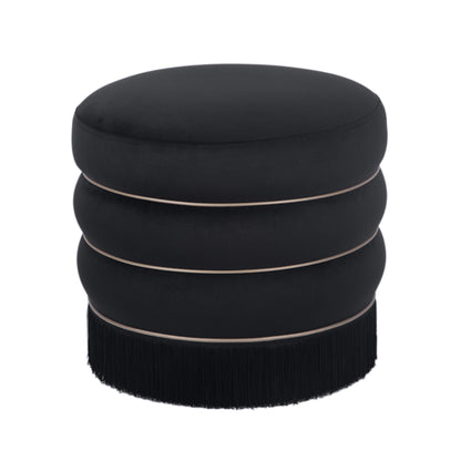Lakka Performance Velvet Ottoman - Black - Image 1