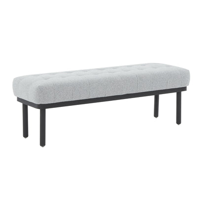 Olivia 53" Performance Boucle Bench - Grey - Image 1