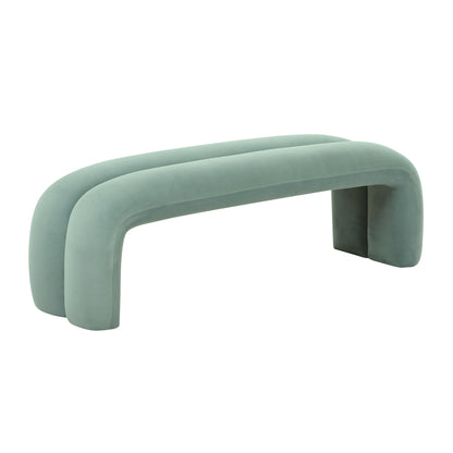 Leigh 56" Performance Velvet Channeled Bench - Green - Image 1