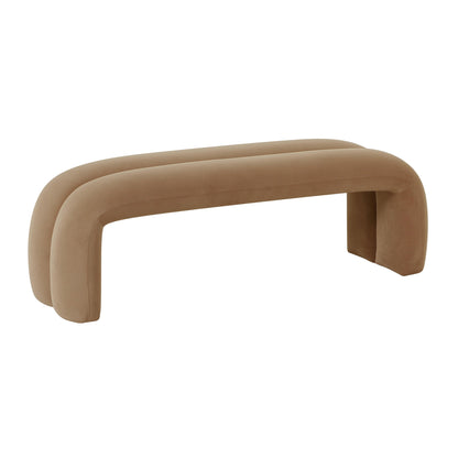 Leigh 56" Performance Velvet Channeled Bench - Taupe - Image 1
