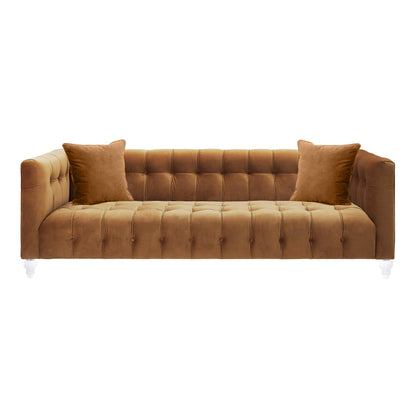 Bea 90.6" Performance Velvet Tufted Sofa - Cognac - Image 1