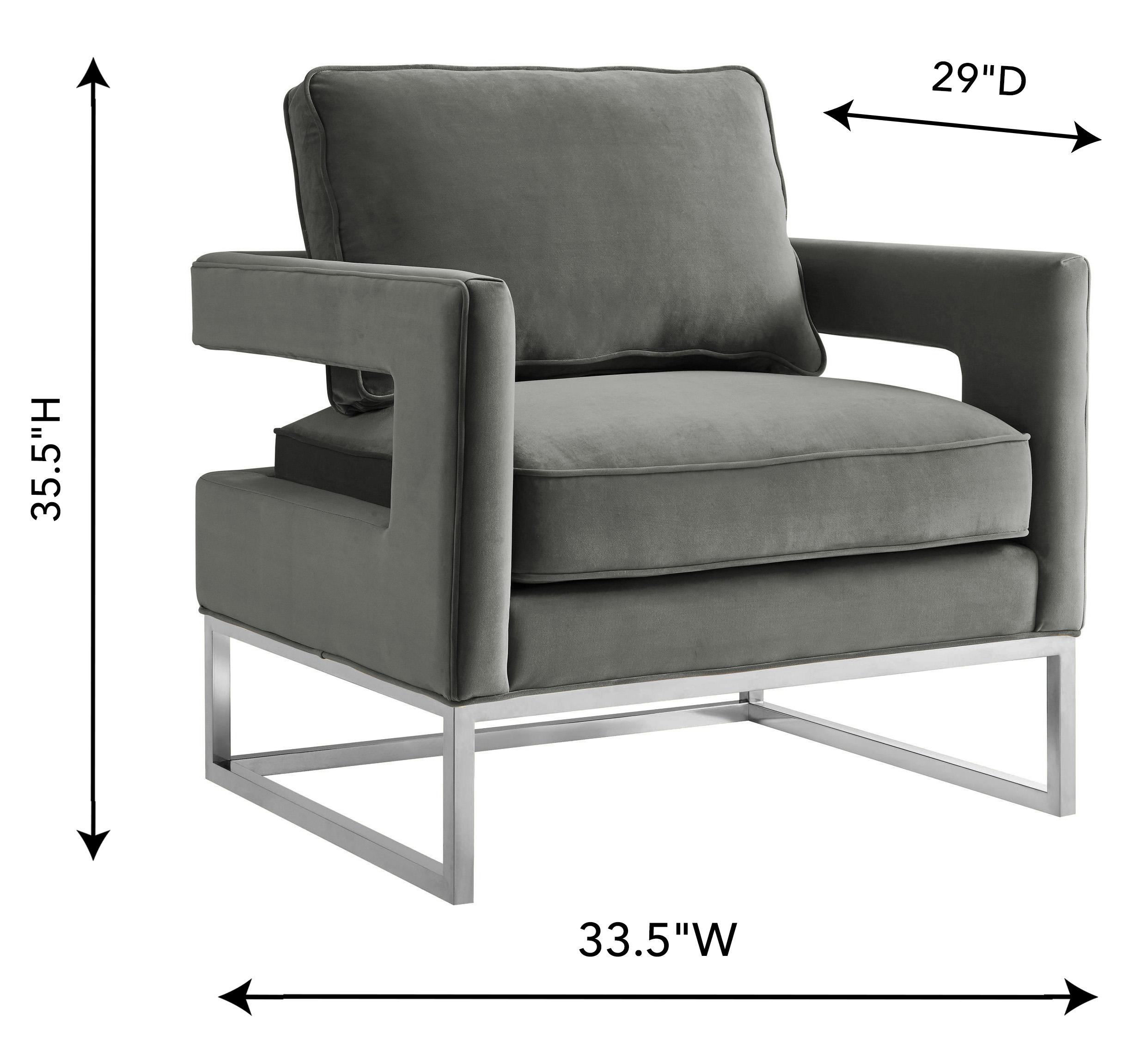 Grey velvet chair online silver legs