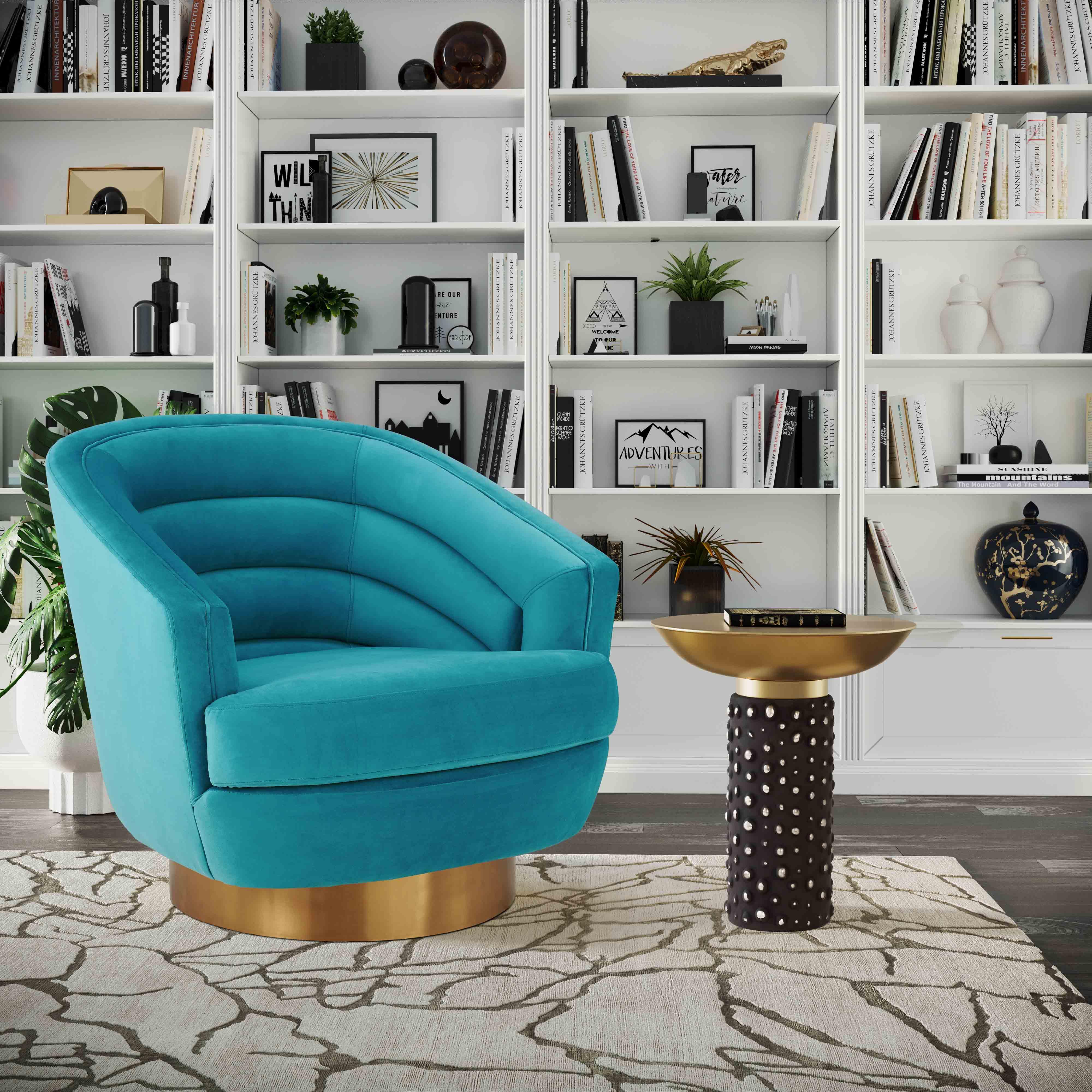 Teal velvet swivel discount chair