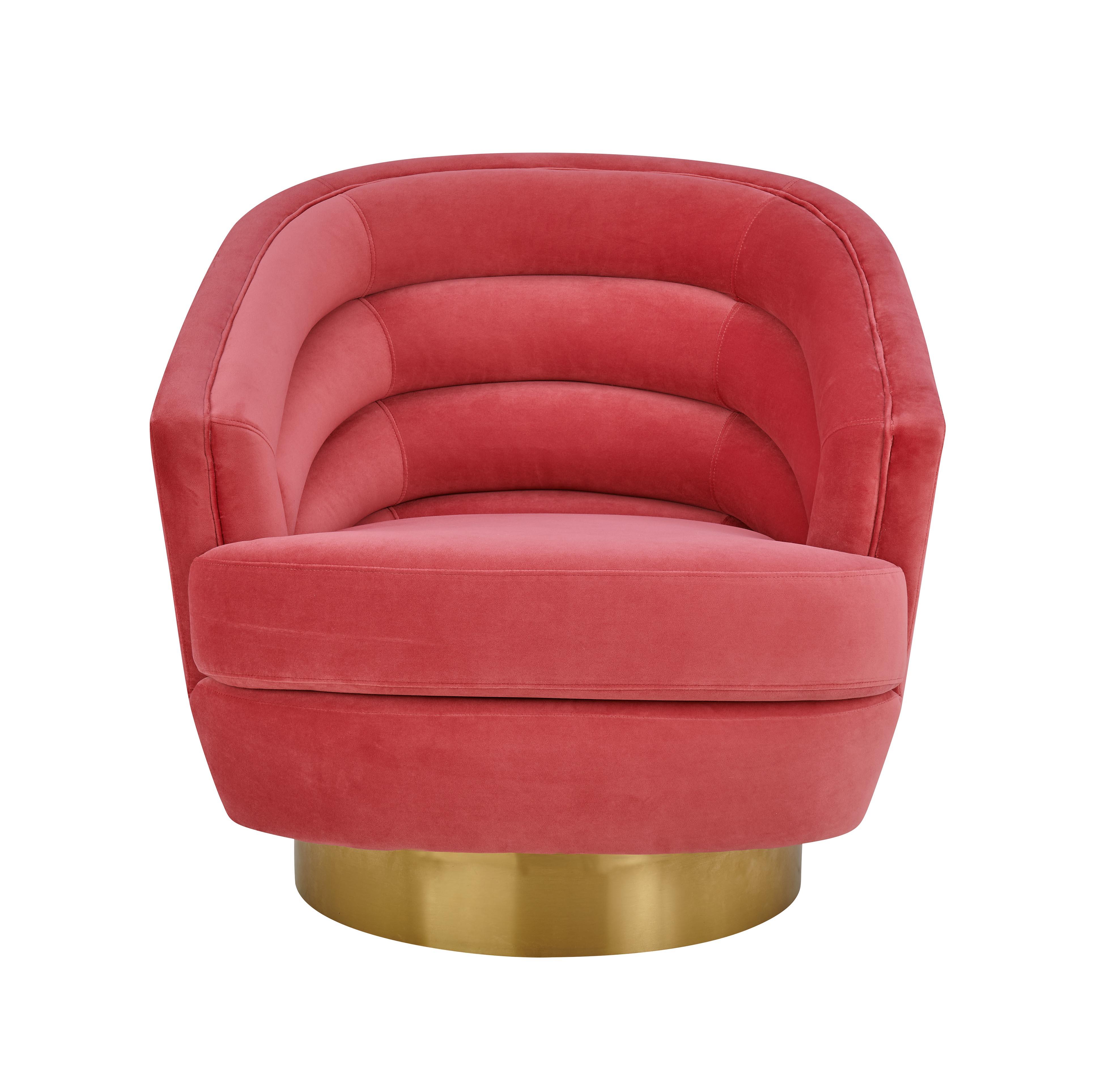 Red velvet swivel online chair