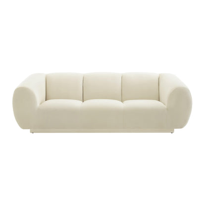 Emmet 90" Performance Velvet Sofa - Cream - Image 1