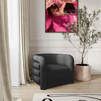 Curves Performance Velvet Lounge Chair - Black - Image 1
