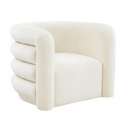 Curves Performance Velvet Lounge Chair - Cream - Image 1