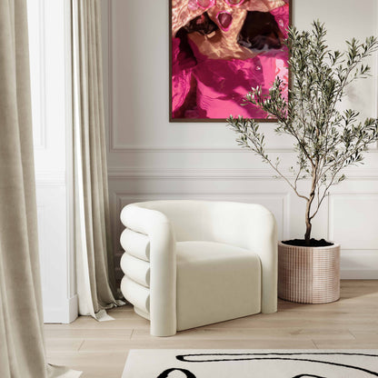 Curves Performance Velvet Lounge Chair - Cream - Image 1