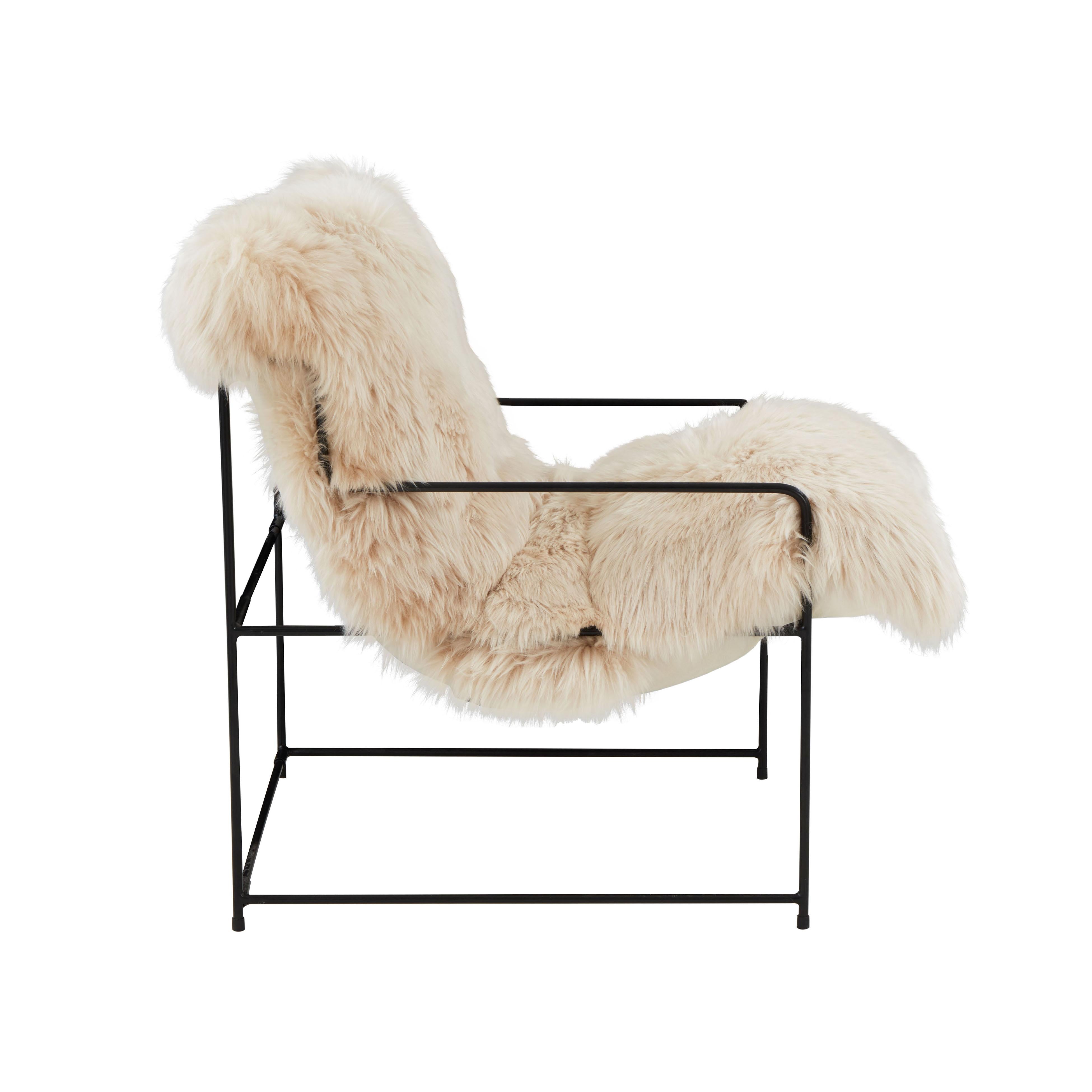 Black discount sheepskin chair