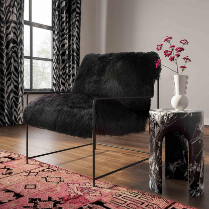 Kimi Genuine Sheepskin Accent Chair - Black - Image 1