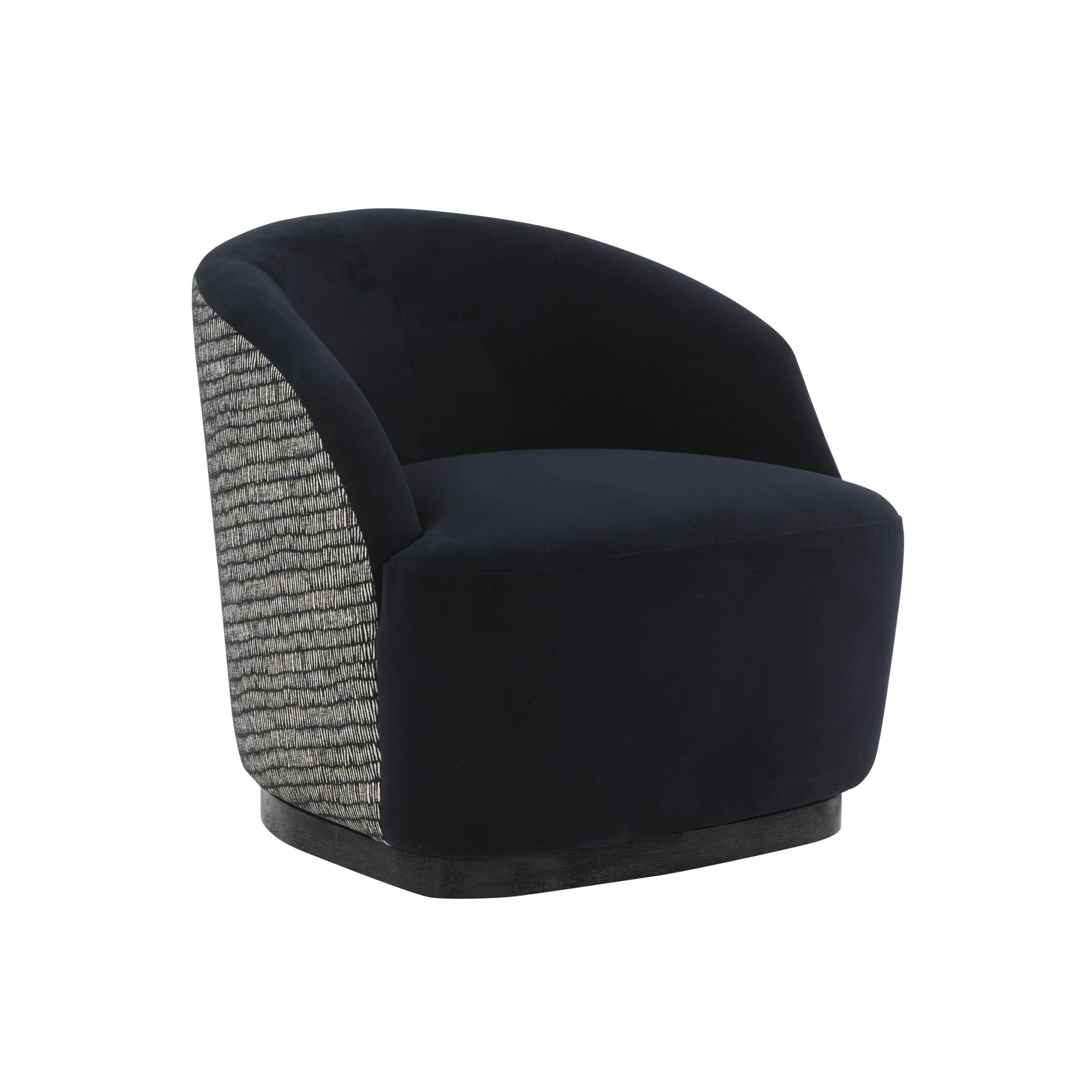 Reese Black Velvet Swivel Chair TOV Furniture